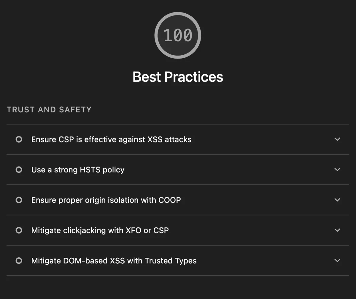 Google Lighthouse performance score 100/100 for fast-loading painting contractor website